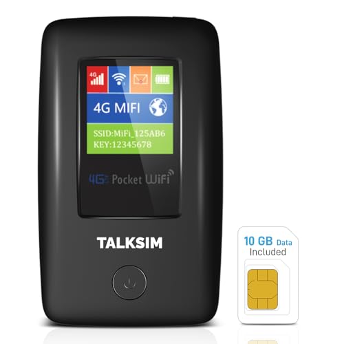TALKSIM 4G Mobile Hotspot US 10GB & Global 1GB Data,
