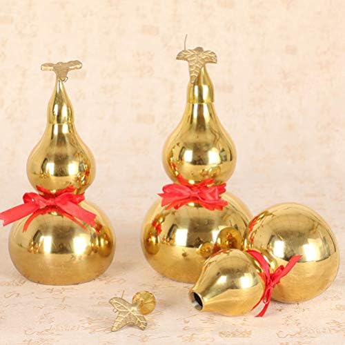 Amosfun Chinese Good Luck Wu Lou Statue Brass Hu Lu Gourd Cucurbit Calabash Collectible Figurine Feng Shui Ornament Table Centerpiece Decoration Gift 8x2. 3cm