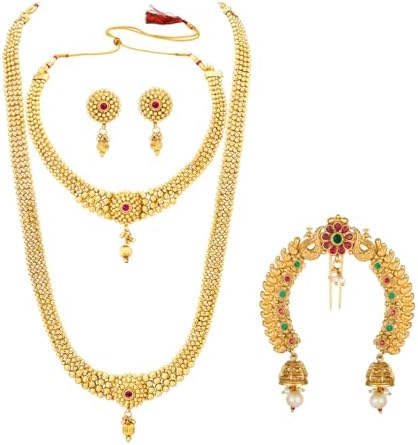 Peora Traditional Gold Plated Maharani Haar Bridal Jewellery Set Gift for Women