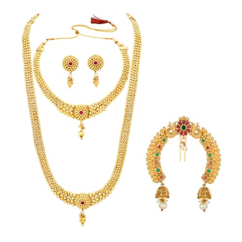 Image of Peora Traditional Gold Plated Maharani Haar Bridal Jewellery Set Gift for Women