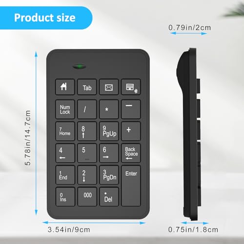 Loonasa Bluetooth Number Pad With Battery, 23 Keys Wireless Numeric Keypad Upgraded Version Of 10 Key Keyboard Financial Accounting Numpad Compatible For Laptop thumb #6