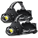 AKNEAR Rechargeable LED Headlamp Super Bright, 99000 High Lumens Head Lamp Zoomable, 25Dys+ Runtime & 12 Mode & Lightweight Comfort & 125° Adjustable Waterproof Head Light for Outdoor