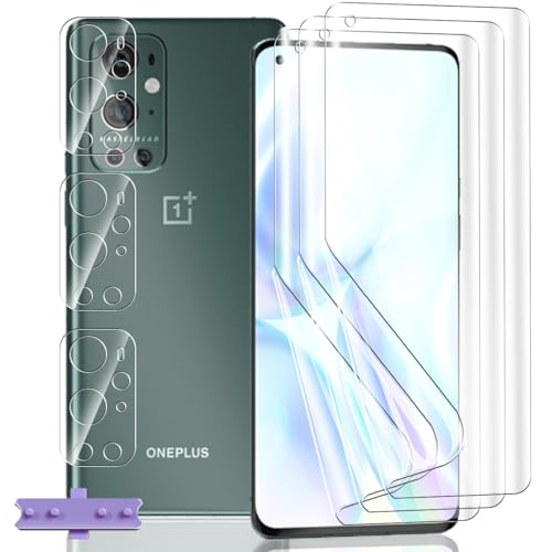Yieehhow Protector Pantalla para OnePlus 9 Pro (6.7'), [3 Piezas] Película Protectora Flexible y [3 Piezas] Protector Cámara, HD Película TPU Suave para OnePlus 9 Pro (6.7')