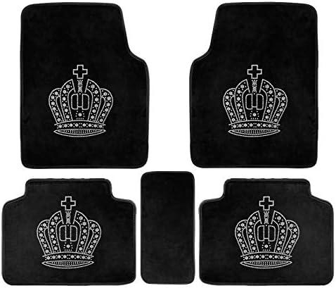 eing Front & Rear Floor Mats for Car SUV Van & Truck - All Weather Protection Universal Fit,Bling Crown Car Floor Cushion 5 Pack/Set - Pure White