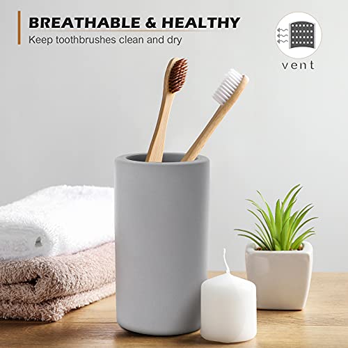 Organic Diatomite Toothbrush Holder, Bojdopie Water Absorption Quick Drying Bathroom Countertop Organizer, Stand Cup For Toothpaste Makeup Brushes Razors(Deep Grey) #TOP2
