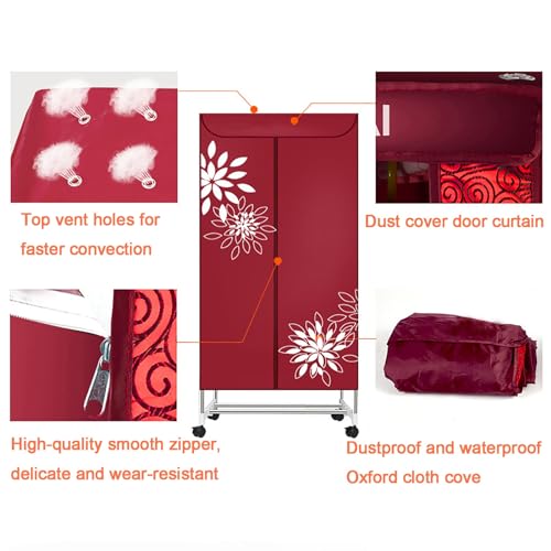 Verwarmde Wasdroger, Draagbare Huishoudelijke Droger, 1000 W Mini-elektrische Drogermachine voor Thuiswas en Appartement (Color : Blue) - Image 5