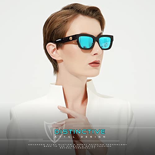 ATTCL Polarized Sunglasses for Women Men Fashion Trendy Golden Circle Rectangle Sunglasses2