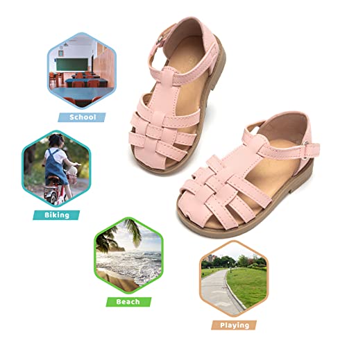 Luffymomo Girls Summer Sandals,Closed Toe Slides Outdoor/Indoor Shoes For Toddler/Little Kid(13 M Us Pink) #TOP5