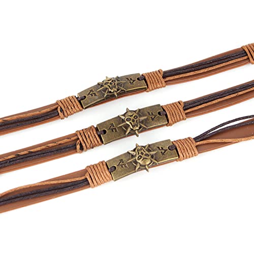 Cybling Hat Bands For Women Fedora Handmade Diy Europe Style Retro Skull Leather Thin Belt Lace-Up Girdle Decorative Men Ornaments Brown #TOP4