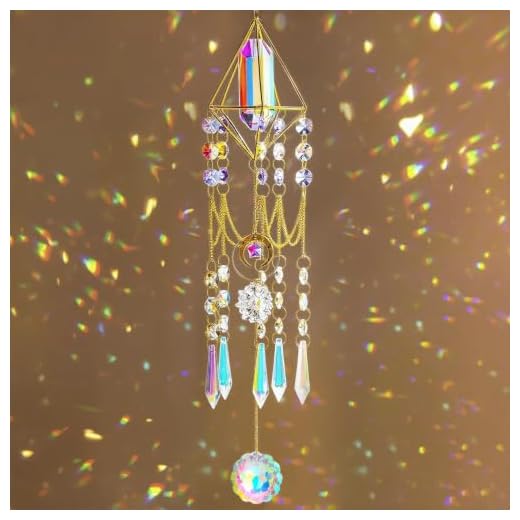 H&D HYALINE & DORA Crystal Prisms Suncatcher Window Hanging Pendant Glass Prisms Decor Wind Chime Rainbow Sun Catcher for Home Garden Porch