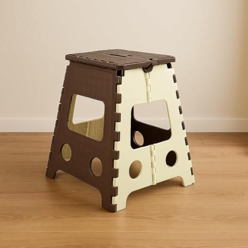 Image of 18 Inch Folding Step Stool,Super Strong Foldable Stool for Adults & Kids, Portable Plastic Step Stool, Non Slip Folding Stools for Kitchen, Bathroom, Bedroom, Office