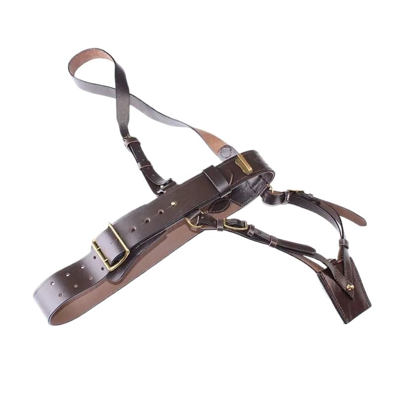 Reproductions Sam Browne Belt with Shoulder Strap Brown Leather WW1 will fit hole size:42-46" inch2