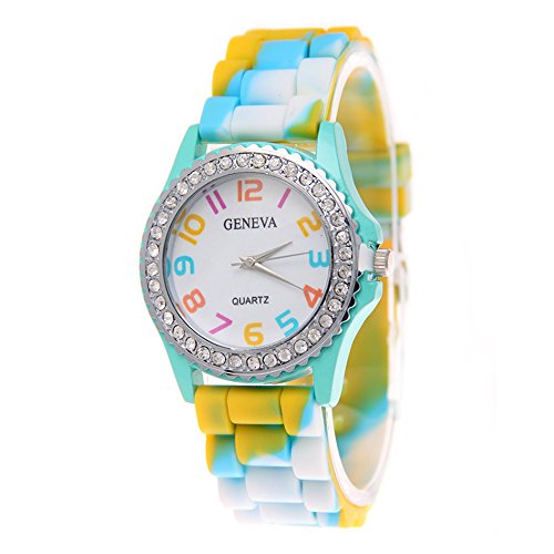 Cdybox 5 Pack Rhinestone Colorful Silicone Jelly Wristwatches For Women Girls Wholesale Watch Set #TOP7