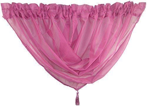 PCJ SUPPLIES FUCHSIA PINK VOILE SWAG TASSELED CURTAIN