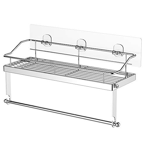 Paper Towel Holder with Shelf Storage, Wall Basket for Kitchen & Bathroom Accessories, No Drilling Adhesive Shelf ,Rustproof SUS304 Stainless Steel - Thumbnail 5