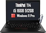 Lenovo ThinkPad T14 Business Laptop (14' FHD IPS 300 nits Anti-Glare, 4-Core i5-1145G7 (Beats i7-10510U), 16GB RAM, 512GB PCIe SSD), 2 x Thunderbolt 4, Wi-Fi, IST Hub, Win 11 Pro, Black