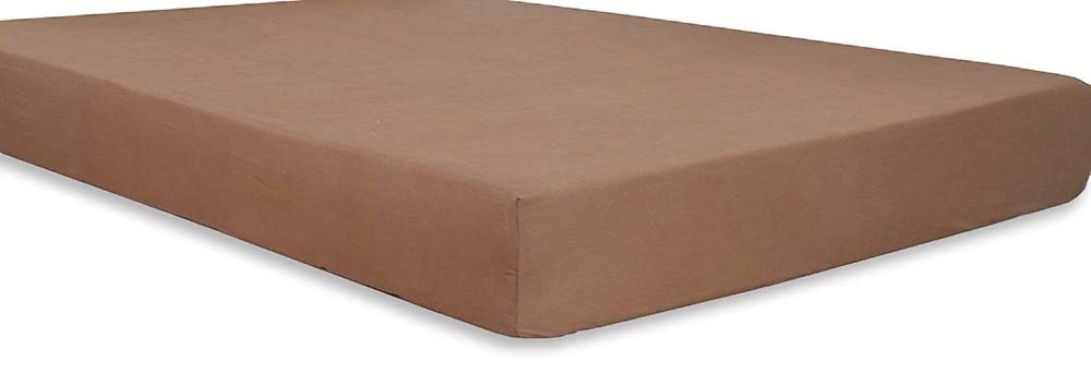 Måløv Linen Egyptian Cotton 500-Thread-Count 1-PC Fitted Sheet/Bottom Sheet Solid Pattern with 10" inch Deep Pocket, (Twin XL (Twin Extra Long), Beige)