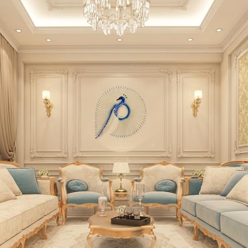 Image of SNS DECOR Alluring Metal Peacock Wall Art Decorations | Perfect 3D Wall Sculpture For Living Room, Bedroom, Drawing Room & Office-Blue Finish (Medium-20x22inch)