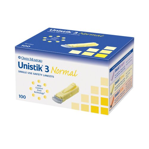Unistik 3 Normal Safety Lancets - Box of 100