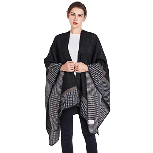 Shawl Wraps for Women, Elegant Knitted Cape Open Front Poncho Scarf Blanket Cardigan Coat for Spring, Autumn, and Winter3