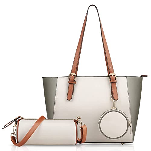 Aucuu Bolsos de hombro para mujer, bolsos de cuero sintético grandes, 3 piezas, bolsa de mano con monedero y bolsa de mensajero, regalo para Navidad, cumpleaños y aniversario