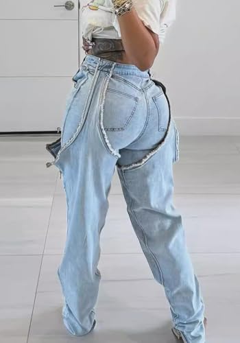 YOOTIKO Women Baggy Jeans Y2k High Waisted Wide Leg Boyfriend Patchwork Ripped Jeans Streetwear3