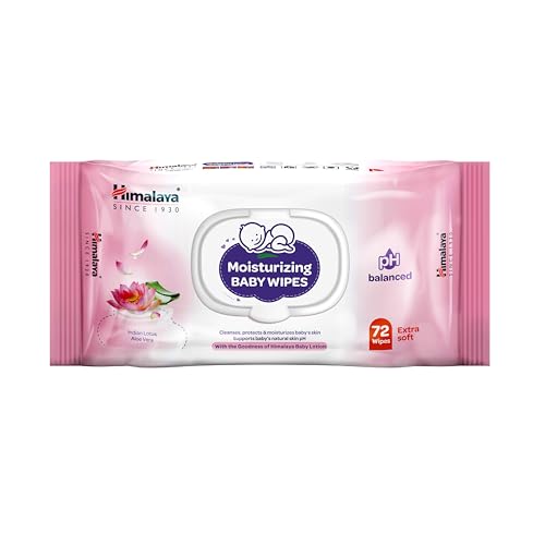 Image of Himalaya Moisturizing Baby Wipes with Lid | 72 Wipes x B3 G1 Free - 288 Wipes| With Indian Lotus & Aloe Vera | Protects baby's skin from Dryness |