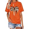 Casual Short Sleeve T-Shirt with Print for Stylish Everyday Wear Comfortable Crew Neck, orange, L #1