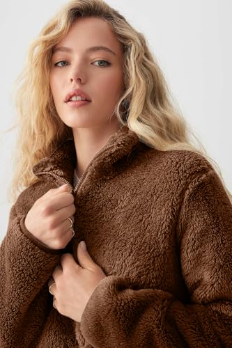 Image of ColorChakra Womens sherpa fur jacket for women superwarm leight weight fabric Plus size sweatshirt M to 5XL