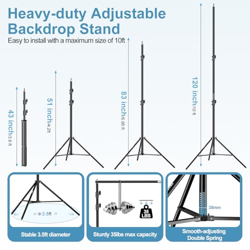 EMART 10x10FT Backdrop Stand Heavy Duty,Photo Back Drop Adjustable Stand Kit with 4 Backdrop Clamps and Carry Bag,Background Support System for Photography Studio,Parties,Wedding,Event Decorations by EMART - Used condition - Image 3
