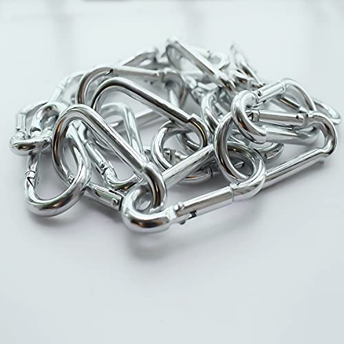100Pack Spring Snap Hooks Carabiner, M5 3/16" Carabiner Clips Keychain Small 2" Chain Quick Links Spring Safety Hook Connector For Dog Leash Backpack Hiking Fishing Bag Diy Accessories #TOP3