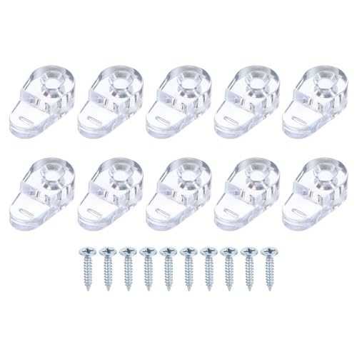 QUARKZMAN 20Pcs Grapas De Sujeción Para Cristal Grapas De Plástico Para Puertas De Gabinete Grapas Portaespejos Con Tornillos Para Cristal De 3-5mm (0.12'-0.2') Transparentes