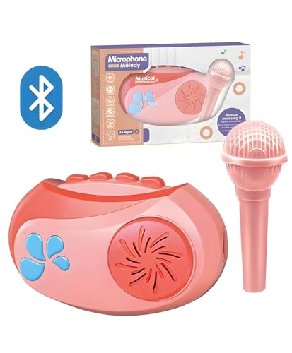 Image of Kids Bluetooth Karaoke Machine with Microphone | Portable Singing Machine with Speaker Voice Changer Magic Sound Modes Rhythms Songs | Musical Instrument Toy for Boys Girls (Pink)