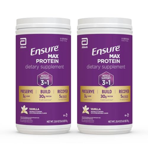 Ensure Max Protein 3-in-1, Vanilla Powder, 30g Protein, Creatine, 2 Pack
