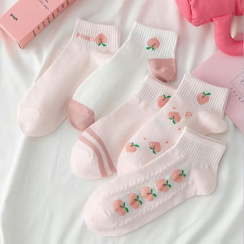 5 pairs - pure cotton girls autumn and winter simple personality short boat socks2