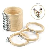 GREATRICH 12 Set Telaio Ricamo 10 cm in Legno, Set Punto Croce Completo con Kit Ricamo Pri...