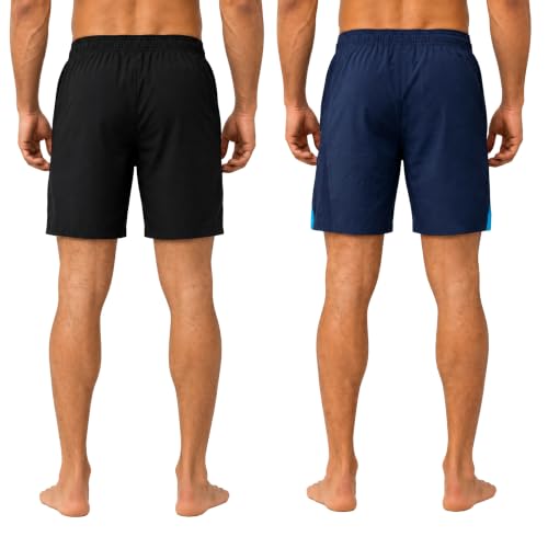 Image of NEVER LOSE Stylish Shorts for Men with Dual Color Design & Side Cut, Gym Shorts Men Workout, Running Shorts, Comfortable Sports Bermuda Shorts