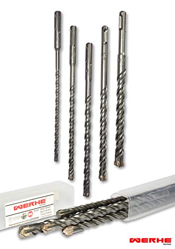 WERHE ® SDS Plus Lot de 5 forets à béton 6/8/10/12/14 x 210 mm