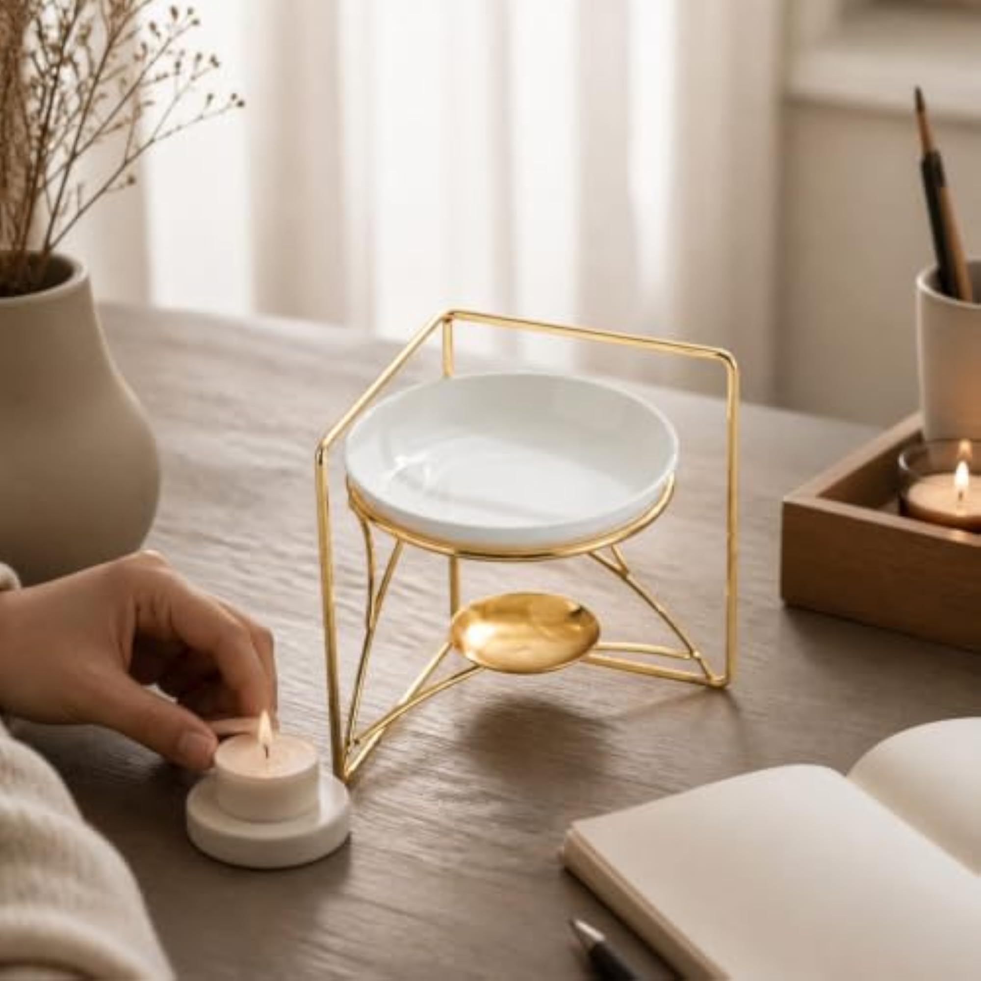 Decorative Ceramic Burner Elegant Geometric Aroma Burner