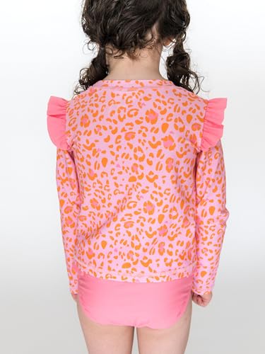 Image of RuffleButts Baby Girls Modern Skirted Rash Guard Bikini - UPF 50+ Sun Protection Swimsuit