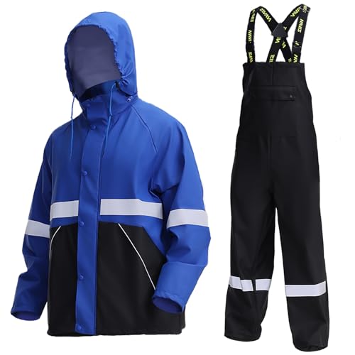 Rain Suit for Men Heavy Duty Workwear Waterproof Jacket with Pants 3 Pieces