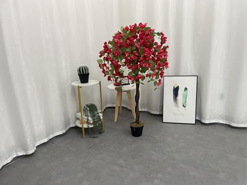 Image of Fox & Fern Bougainvillea Artificial Plant 120CM with Basic Pot | Elevate Any Corner of Your Home /Office | Ornamental Plant Best for Gifting, Party, Home Decor (GAJW3651) Tomato RED