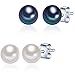 Produktbild Valero Pearls Damen-Perlenohrringe 2er Set Süßwasser Zuchtperle weiß blau Sterling Silber - Perlenohrstecker Süßwasser-zuchtperle Set 925 Ohrstecker Süßwasserperlen Ohrringe Stecker