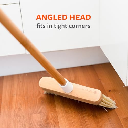 Image of Full Circle Clean Sweep, Bamboo Broom, Ideal for Pet Hair, Kitchen, & More | Angled design reaches tight spaces, with stiff bristles built for indoor & outdoor cleaning.