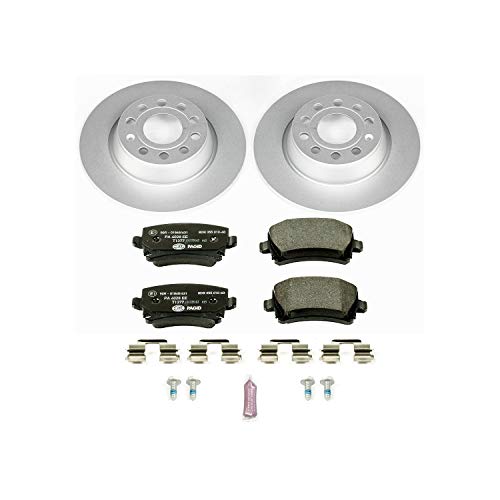 Image of PowerStop Euro-Stop Fully Coated Rear Brake Kit For Volkswagen Eos 2007-09 |Passat 2010 |Tiguan 2011-17 |Tiguan Limited 2017-18 - ECE-R90 Certified Brake Pads + Disc Rotor Upgrade, ESK5662