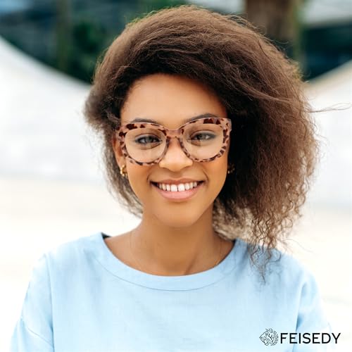 Image of FEISEDY Retro Blue Light Glasses for Women Men, Thick Square Glasses Blue Light Blocking, Anti Glare Digital &Eyestrain B0278