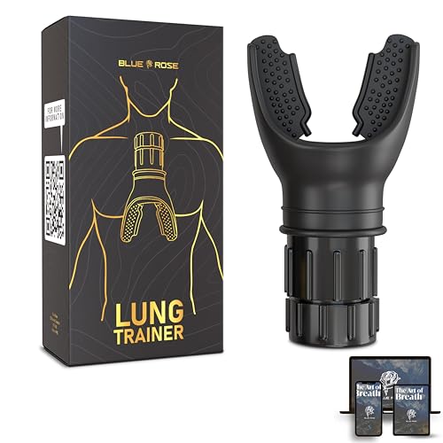 Blue Rose Lungentrainer - Professioneller Breathing Trainer Atemtrainer für Sportler, Sänger, Taucher, Fitness-Enthusiasten & Personen mit Eingeschränkter Atemkraft, Einstellbarer Widerstand