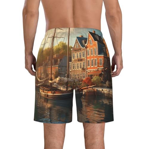 Men's Swim Trunks Charming Harbor View Quick Dry Board Shorts Mens Bathing Suit Beach Swimwear with Pockets3