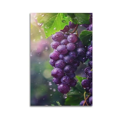 Affiche murale raisins violets 60x90cm : la solution pour un salon sans relief