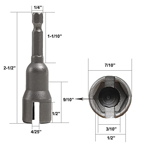 Power Wing Nut Socket Wrenches, High-Carbon Steel Slot Wingnut Driver Drill Bit Set 1/4 In Hex Shank Nuts Screwdriver Tool For Hook Bolt, Panel Nuts, Q-Hanger, Etc 8Pcs 1/2 In #TOP1